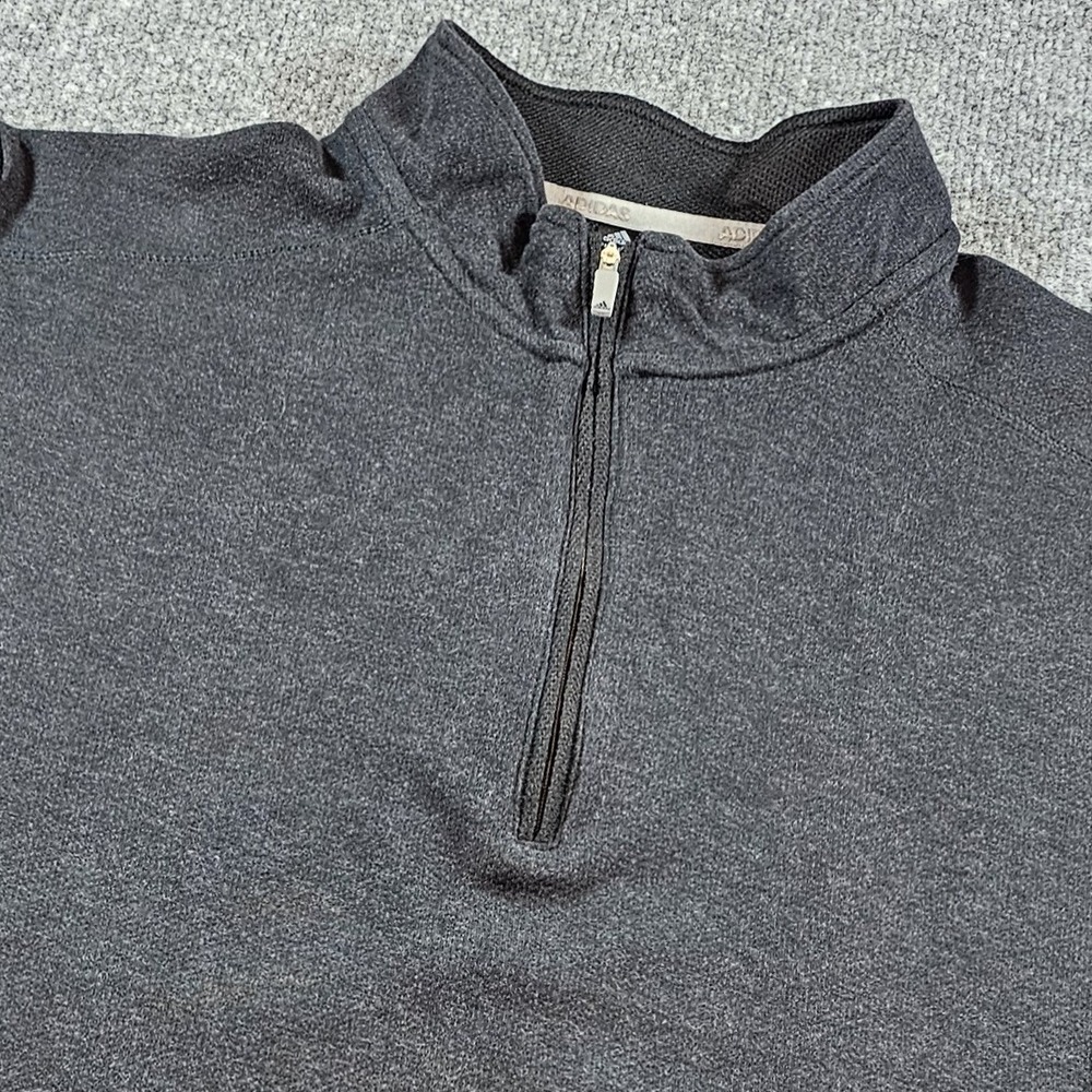 Adidas Primegreen Men's Large Charcoal Heather Quarter Zip Golf Pullover